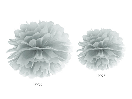 Pompon bibułowy, srebrny, 25cm