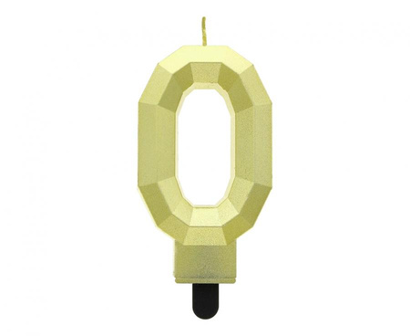 Świeczka cyferka 0 - Diament, metalik złoty, 7.6 cm