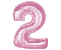 Balon foliowy Smart, cyfra 2, j. różowa, 92 cm