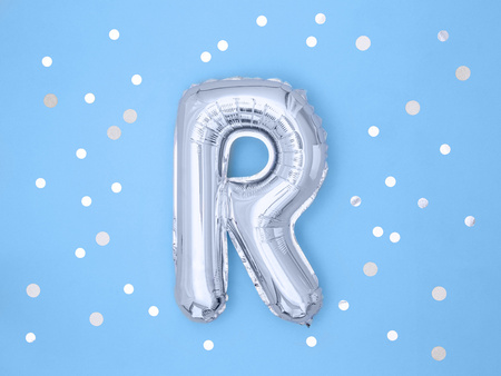 Balon foliowy Litera ''R'', 35cm, srebrny