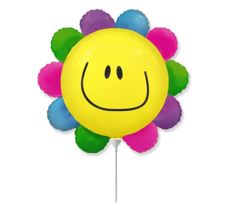 Balon foliowy 14" - "Kwiatek" (tęczowy)