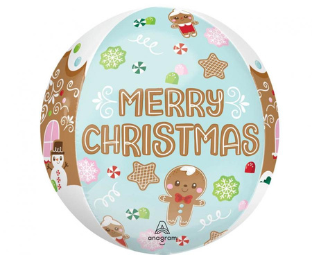 Balon foliowy 15" ORBZ - kula Merry Christmas
