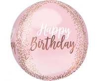 Balon foliowy ORBZ - Kula Rose Gold Blush Birthday, zapakowany
