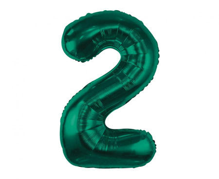Balon foliowy , cyfra 2, zieleń butelkowa, 85 cm
