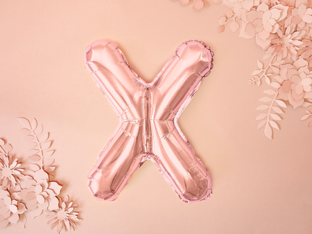 Balon foliowy Litera ''X'', 35cm, różowe złoto