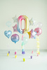 Balon foliowy Cyfra ''0'', 86cm, pastelowy tęczowy