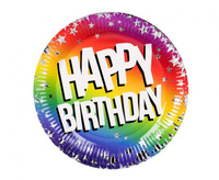 Talerzyki papierowe 'Happy Birthday', 23 cm, 10 szt.