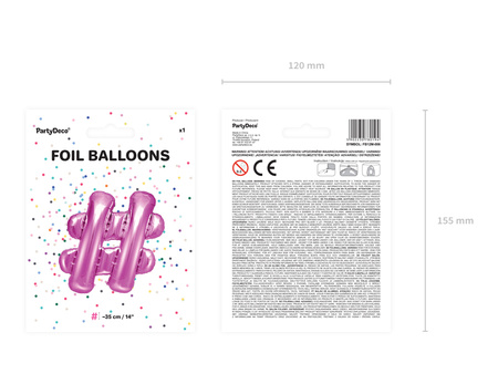 Balon foliowy #, 35cm, ciemny różowy