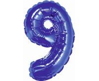 Balon foliowy "Cyfra 9", niebieska, 35 cm