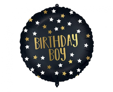 Balon foliowy 18" Black-Gold Birthday Boy Decorata