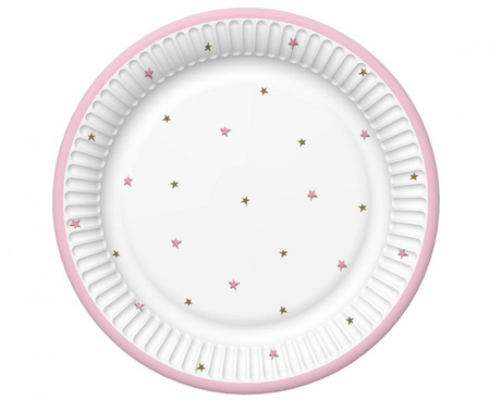 Talerzyki papierowe Baby Shower Pink, 18 cm,  8 szt.