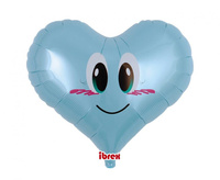Balon foliowy, serce Jelly 14", Smile Angel PL Blue, packed