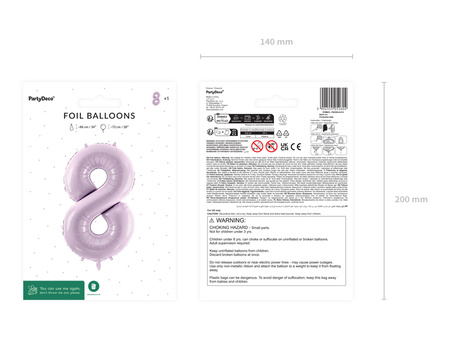 Balon foliowy Cyfra ''8'', 72cm, fiolet