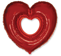 Balon foliowy 24" - "Serce otwarte, czerwone"