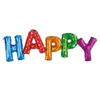 Balon foliowy "Napis HAPPY", kolorowy, 95x35 cm