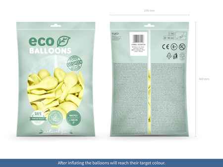 Balony Eco 30cm pastelowe, kremowy (1 op. / 100 szt.)