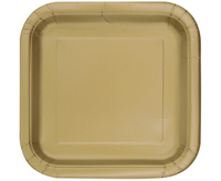 Talerzyki papierowe, złote, 23 cm, kwadratowe, 14 szt.