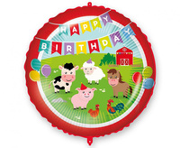 Balon foliowy 18" "Happy Birthday Farmyard"