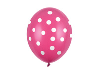 Balony 30cm, Kropki, Pastel Hot Pink (1 op. / 6 szt.)