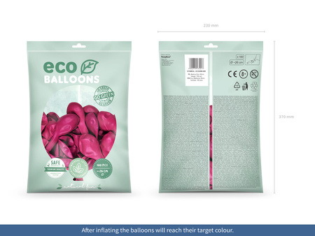 Balony Eco 26cm metalizowane, fuksja (1 op. / 100 szt.)