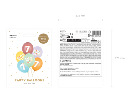Balony 30 cm, 7, mix (1 op. / 6 szt.)