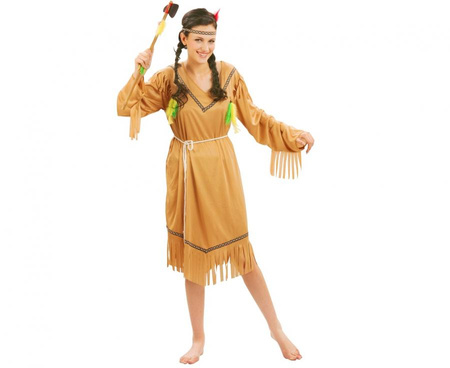 Zestaw dla dorosłych Skromna Indianka (sukienka, pasek, opaska), rozm. S