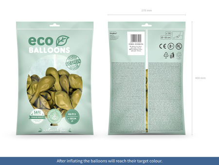 Balony Eco 30cm metalizowane, jasny złoty (1 op. / 100 szt.)