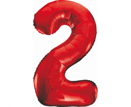Balon foliowy Cyfra 2, czerwona, 85 cm