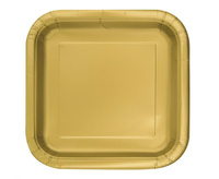 Talerzyki papierowe, złote, 18 cm, okrągłe, 16 szt.