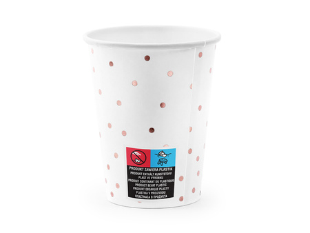 Kubeczki Kropki, biały, 260ml (1 op. / 6 szt.)