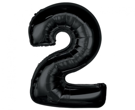 Balon foliowy Smart, cyfra 2, czarna, 92 cm