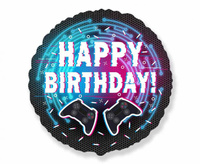 Balon foliowy 18" - Happy Birthday - Kontroler (Gamepad)