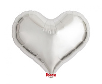 Balon foliowy, serce Jelly 18", Metallic Silver, 5 szt.
