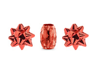 Zestaw wstążek i rozetek, czerwony, mix (1 op. / 3 szt.)