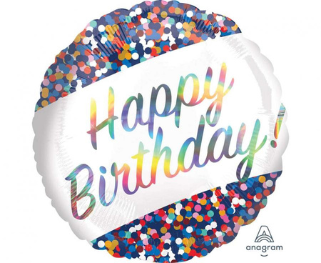 Balon foliowy 18" - Holo iridescent bday Confetti