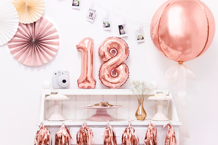 Balon foliowy Cyfra ''8'', 35cm, różowe złoto