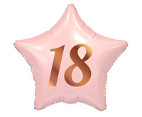 Balon foliowy 18, gwiazda różowa, nadruk różowo-złoty, 19 cali