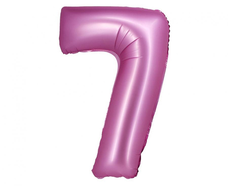 Balon foliowy , Cyfra 7, satynowa różowa, 76 cm