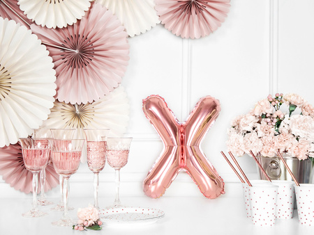 Balon foliowy Litera ''X'', 35cm, różowe złoto