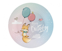 Talerzyki papierowe Kolekcja Happy Birthday - Lisek, 18 cm/ 6 szt.