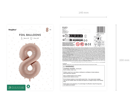 Balon foliowy Cyfra ''8'', 72cm, ciemny beż