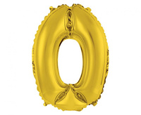 Balon foliowy "Cyfra 0", złota, 35 cm