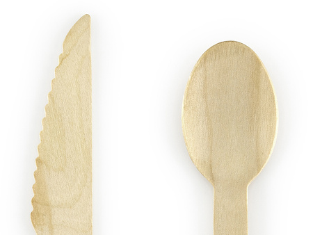 Sztućce drewniane Serca, r. różowy, 16cm (1 op. / 18 szt.)