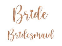 Naklejki na kieliszki ''Bride & Bridesmaid'', różowe złoto (1 op. / 6 szt.)