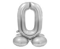 Balon foliowy Smart, Cyfra stojąca 0, srebrna, 72 cm