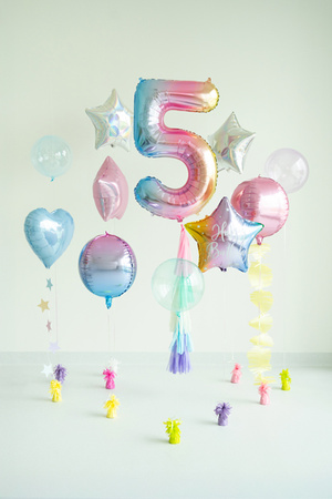 Balon foliowy Cyfra ''5'', 86cm, pastelowy tęczowy
