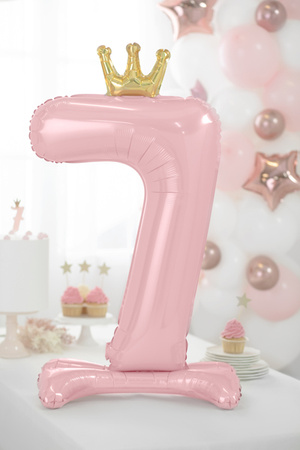 Stojący balon foliowy cyfra ''7'', 84 cm, jasny różowy