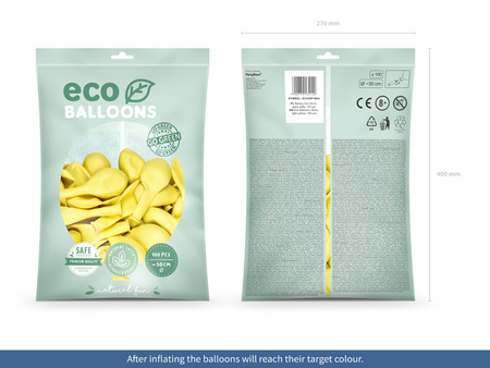 Balony Eco 30cm pastelowe, jasny żółty (1 op. / 100 szt.)