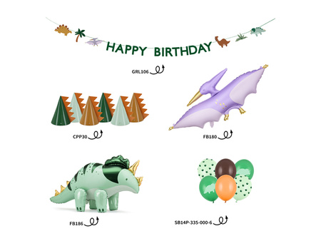 Zestaw dekoracji party -  Dinozaury, mix (1 op. / 25 szt.)