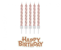 Świeczki urodzinowe Happy Birthday, różowo-złote, 16 szt.